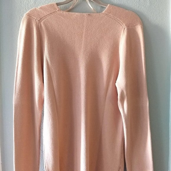 Ann Taylor Peach Rib Knit Spring Sweater Long Sleeve, Figure Slimming Size XL - Picture 2 of 4